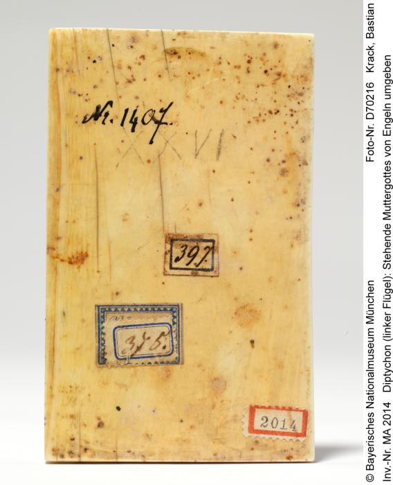 Wing, left (fragment of a diptych), 1 register, 3 arches across (plaquette; frise d'arcatures) (Back)