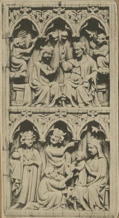 Wing, right (fragment of a diptych), 2 registers, 3 arches across (frise d'arcatures) (Front)