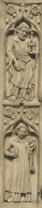 Triptych, 2 registers, with ogee arches; known as the Triptych of John Grandisson (Wing, left)