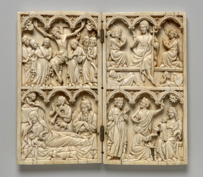 Diptych, 2 registers, 3 arches across (frise d'arcatures) (Front)