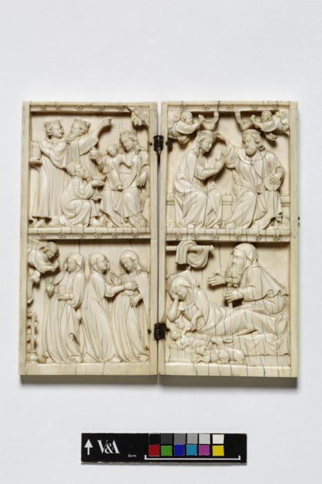 Diptych, 2 registers, bands of rosettes (décor de roses) (Front)