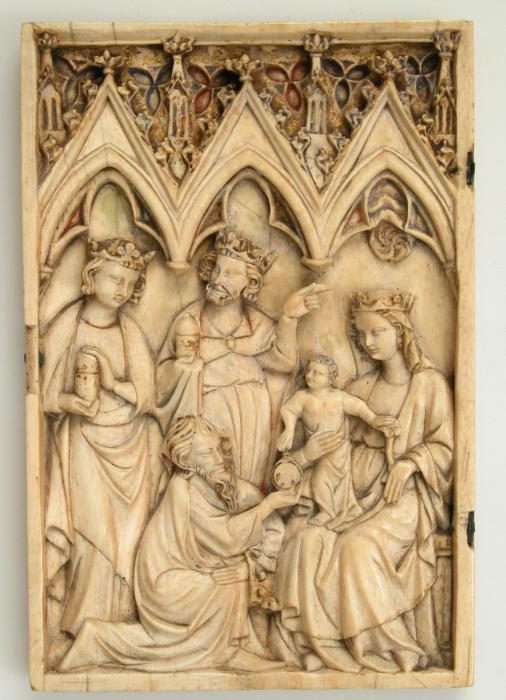 Wing, left (fragment of a diptych), 1 register, 3 arches across (frise d'arcatures; plaquette) (Front)