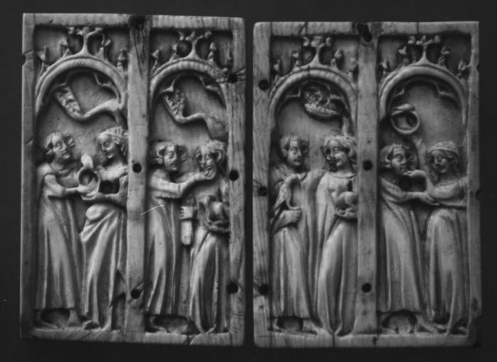 Panel (fragment of a casket lid), 1 register, 2 arches across (frise d'arcatures; coffret) (Front)