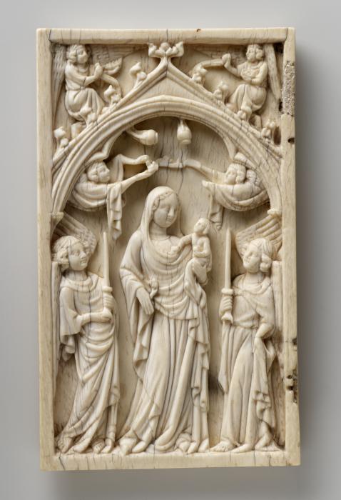 Wing, left (fragment of a diptych), 1 register, 1 arch across (plaquette; colonnettes) (Front)