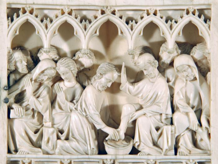 Diptych, 3 registers, 5 arches across (frise d'arcatures) (Detail, right wing)