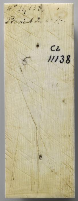 Panel (probably fragment of a box), 1 register, 1 ogee arch across (plaquette) (Back)