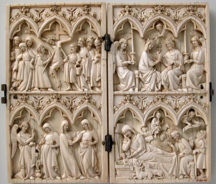Diptych, 2 registers, 3 arches across (frise d'arcatures) (Front)