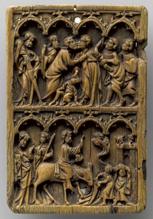 Wing, left (part of a diptych), 2 registers, 4 arches across (frise d'arcatures) (Front)