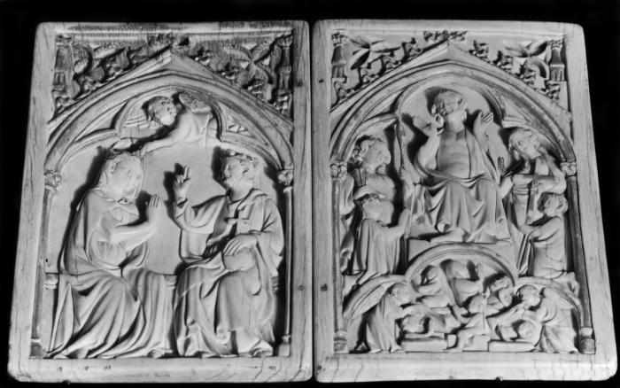 Diptych, 1 register, 1 arch across (plaquettes) (Front)