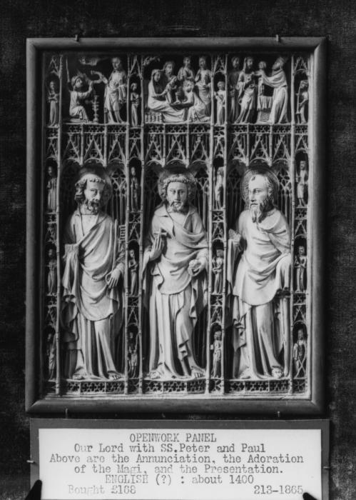 Openwork panel (possibly fragment of the binding of a book or fragment of a diptych), 2 registers (plaque ajourée) (Front)