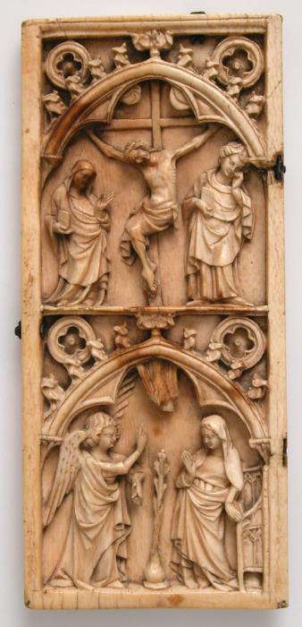 Wing, left (part of a diptych), 2 registers, 1 arch across (Front)
