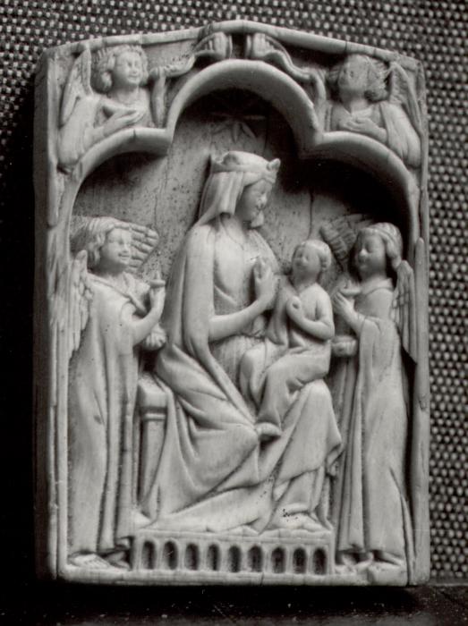 Gabled double-sided panel, 1 register, 3 arches across (plaquette) (Side 1)