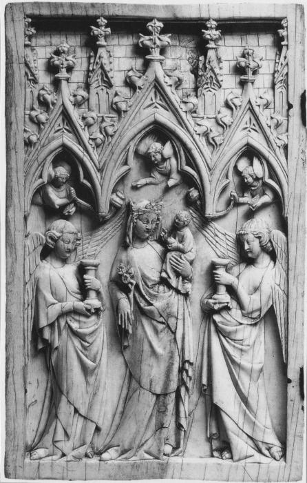 Diptych, 1 register, 3 arches across (plaquettes; frise d'arcatures) (Wing, left)