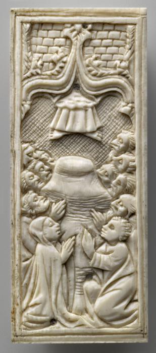 Panel (probably fragment of a box), 1 register, 1 ogee arch across (plaquette) (Front)