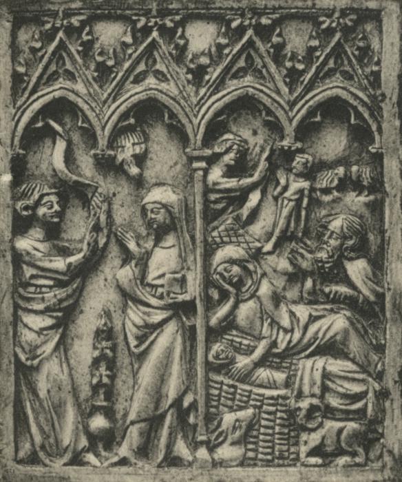Diptych, 1 register, 4 arches across (plaquettes; frise d'arcatures; colonnettes) (Wing, left)