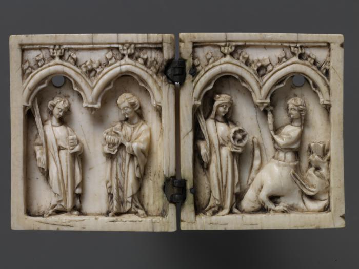 Diptych, 1 register, 2 arches across (plaquettes, frise d'arcatures) (Front)