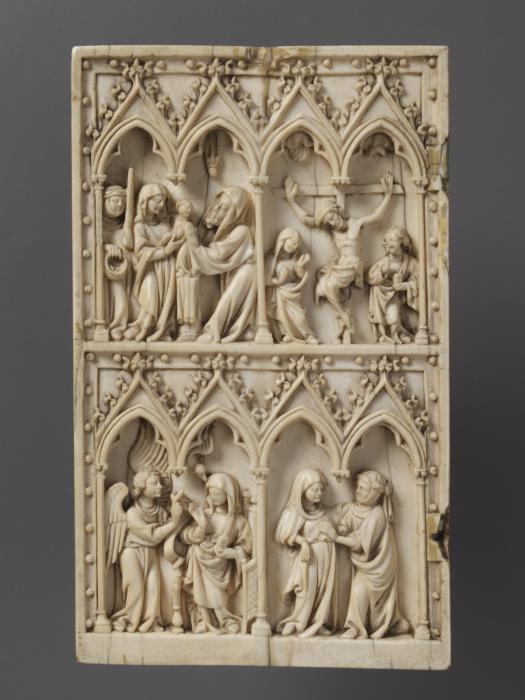 Wing, left (part of a diptych), 2 registers, 4 arches across (frise d'arcatures; colonnettes) (Front)