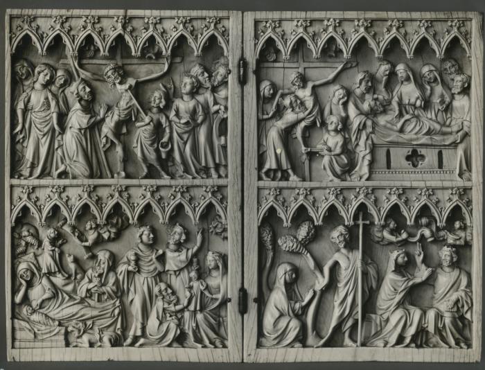 Diptych, 2 registers, 7 arches across (frise d'arcatures) (Front)