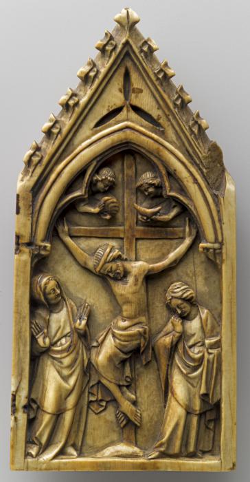 Gabled panel (fragment of a diptych or polyptych), 1 register, 1 arch across (Front)