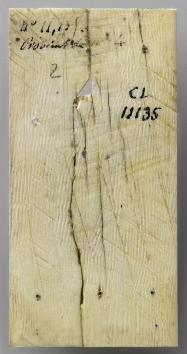Panel (probably fragment of a box), 1 register, 1 ogee arch across (plaquette) (Back)