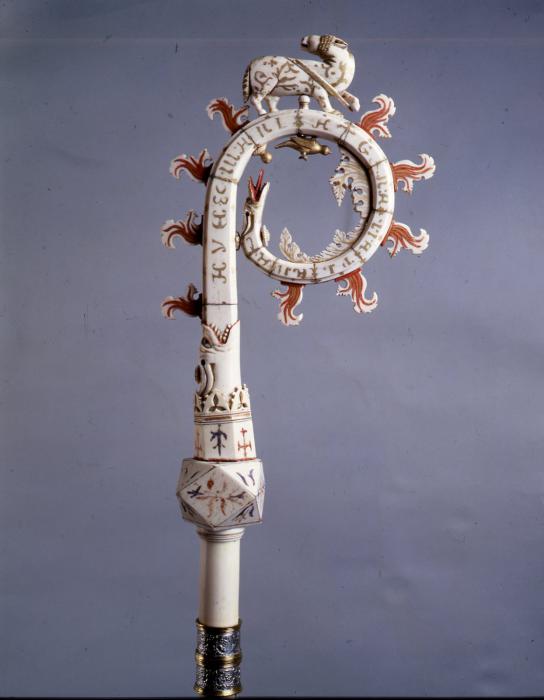 Painted crozier (crosse) (Detail, side)