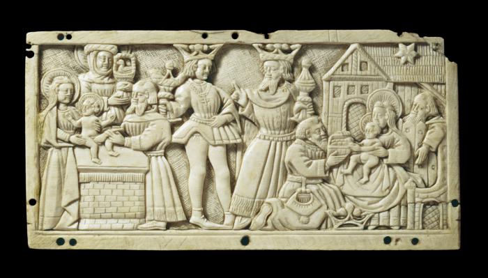 Panel, 1 register (fragment of a casket; coffret; possibly back panel) (Front)