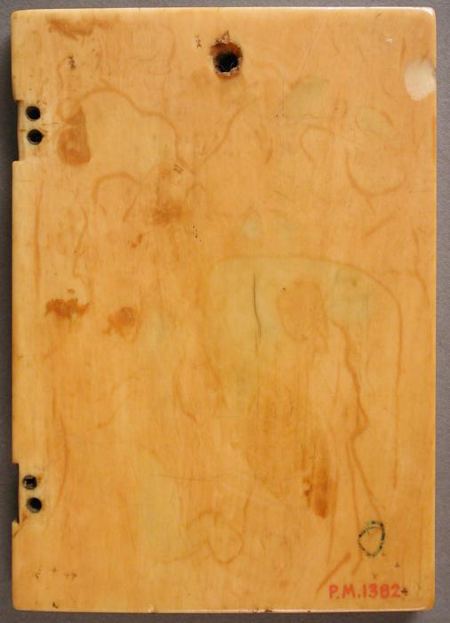Wing, left (fragment of a diptych), 1 register, 2 ogee arches across (plaquette) (Back)