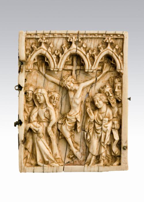 Wing, right (fragment of a diptych), 1 register, 3 arches across (plaquette; frise d'arcatures) (Front)