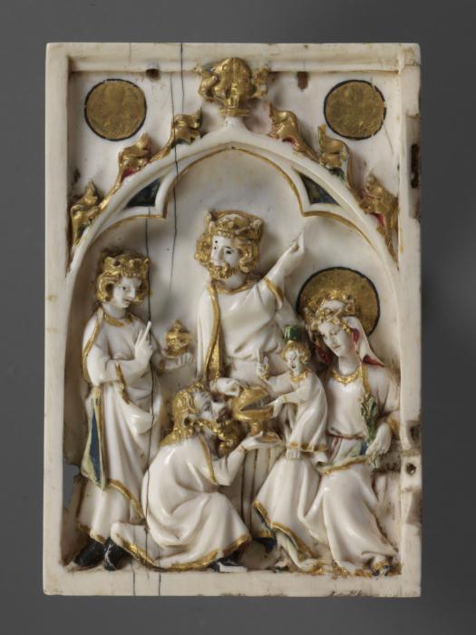 Polyptych, 1 register, with arches (frise d'arcatures; plaquettes) (Wing, left)