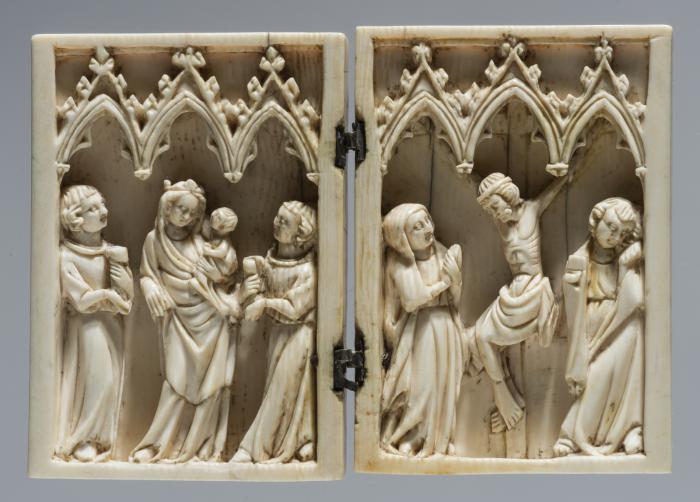 Diptych, 1 register, 3 arches across (plaquettes;  frise d'arcatures) (Front)