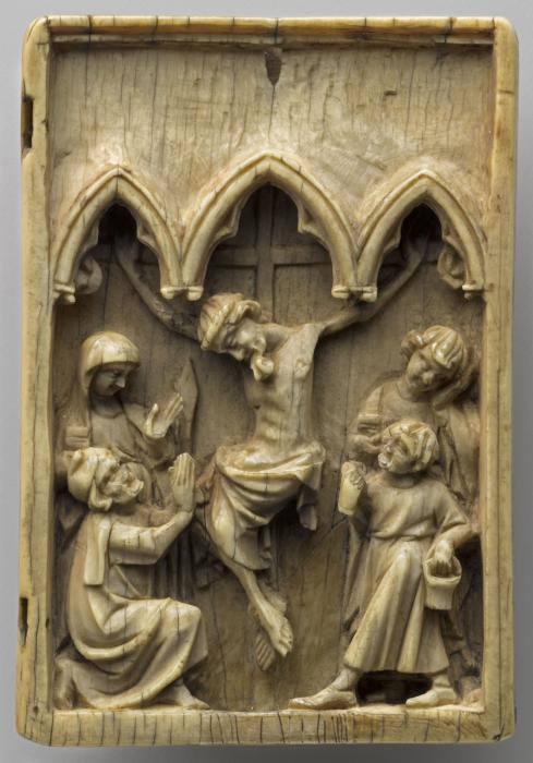 Wing, right (fragment of a diptych), 1 register, 3 arches across (plaquette; frise d'arcatures) (Front)