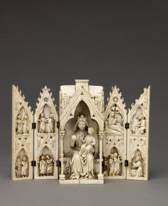Gabled polyptych, 1 and 2 registers, with arches (tabernacle; colonnettes) (Front)