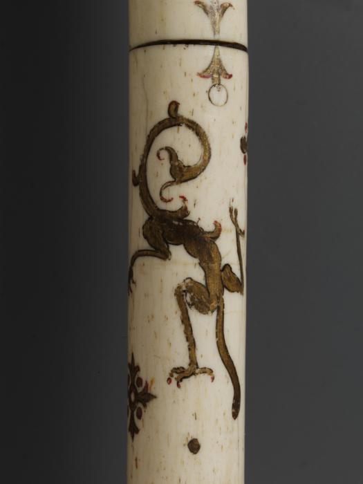 Painted crozier (crosse) (Detail, staff)