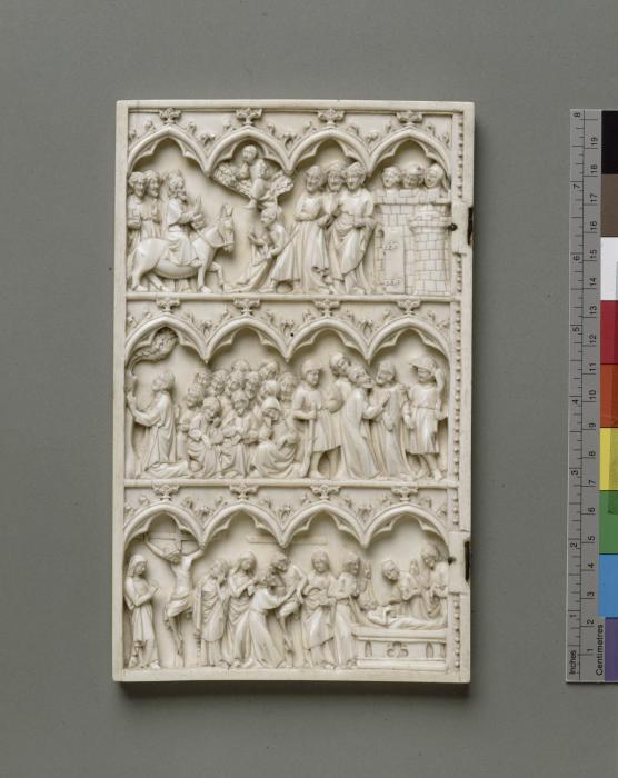 Wing, left (fragment of a diptych), 3 registers, 4 arches across (frise d'arcatures) (Front)