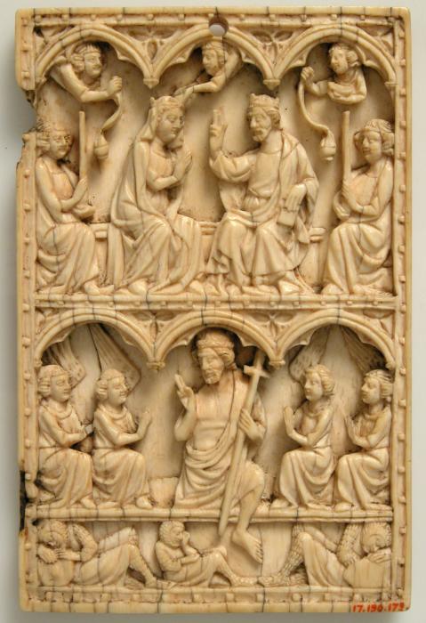 Wing, right (fragment of a diptych), 2 registers, 3 arches across (frise d'arcatures) (Front)