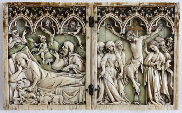 Diptych, 1 register, 3 arches across (plaquettes; frise d'arcatures) (Front)