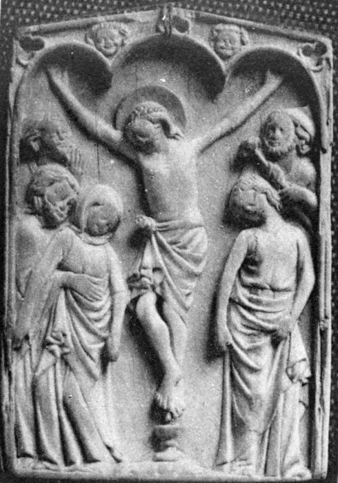 Gabled double-sided panel, 1 register, 3 arches across (plaquette) (Front)