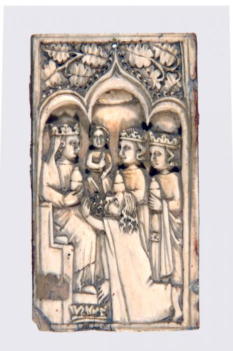 Wing, left (fragment of a diptych), 1 register, 3 arches across (plaquette) (Front)