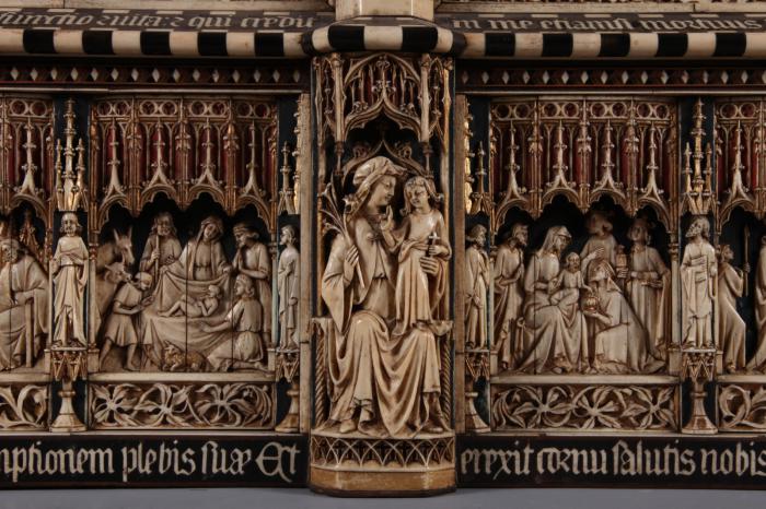 Openwork triptych, 4 registers (ajouré) (Front, detail)