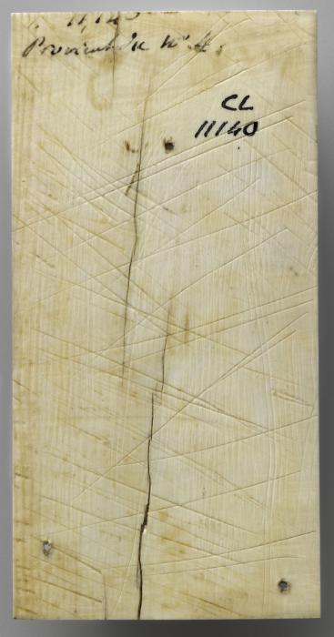 Panel (probably fragment of a box), 1 register, 1 ogee arch across (plaquette) (Back)