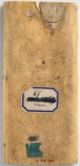 Wing, right (part of a diptych), 2 registers, bands of rosettes (décor de roses) (Back)