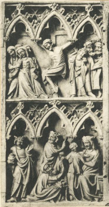 Diptych, 2 registers, 3 arches across (frise d'arcatures) (Wing, left)