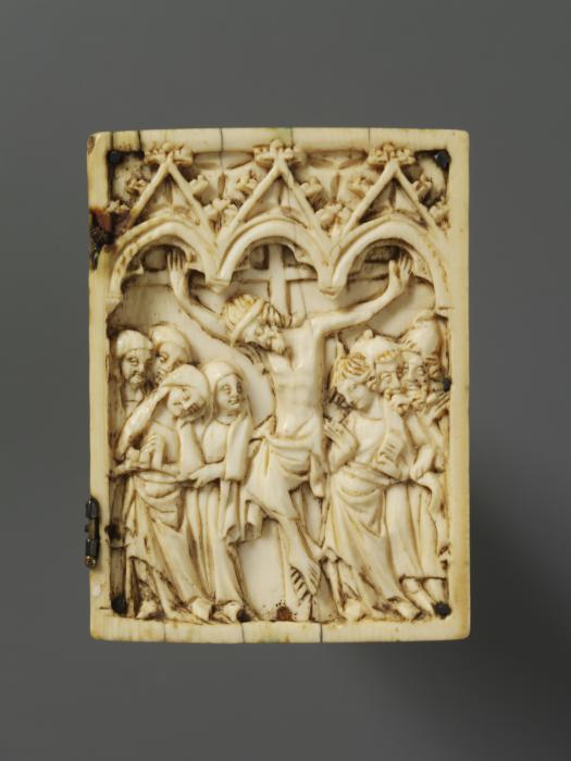 Wing, right (fragment of a diptych), 1 register, 3 arches across (plaquette; frise d'arcatures) (Front)