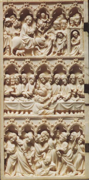 Diptych, 3 registers, 5 arches across (frise d'arcatures) (Wing, left)