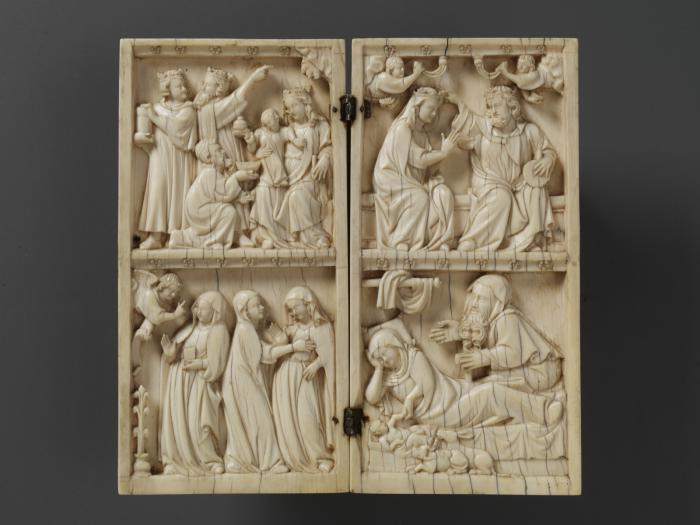 Diptych, 2 registers, bands of rosettes (décor de roses) (Front)
