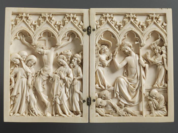 Diptych, 1 register, 3 arches across (plaquettes; frise d'arcatures) (Front)