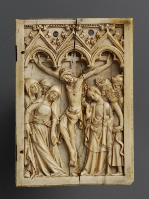 Wing, right (fragment of a diptych), 1 register, 3 arches across (plaquette; frise d'arcatures) (Front)