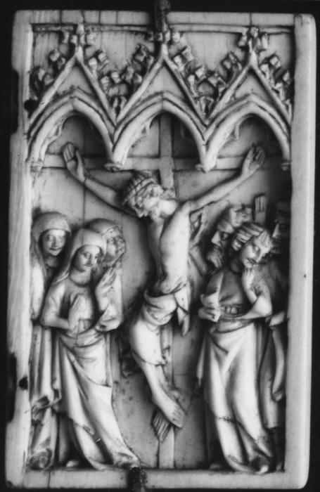 Wing, right (fragment of a diptych), 1 register, 3 arches across (plaquettes; frises d'arcatures) (Front)