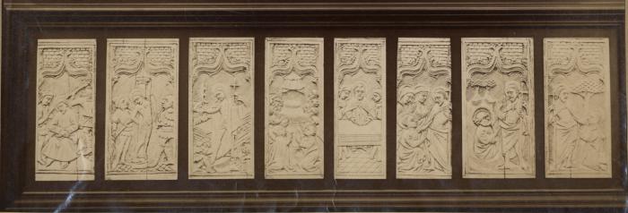 Panel (probably fragment of a box), 1 register, 1 ogee arch across (plaquette) (Front; group)