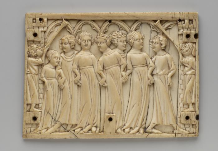 Panel (fragment of a casket), 5 arches across (frise d'arcatures; coffret) (Front)